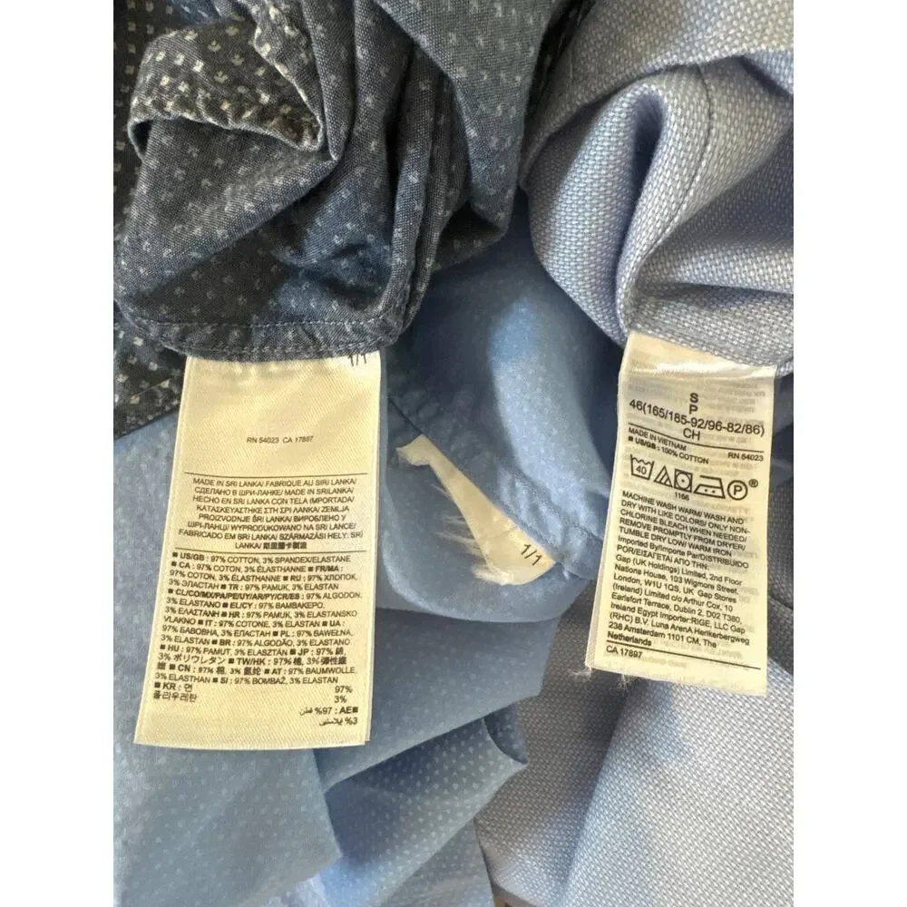 Banana Republic Men Button Down Bundle Small Non Iron Slim Fit Short Sleeve Blue